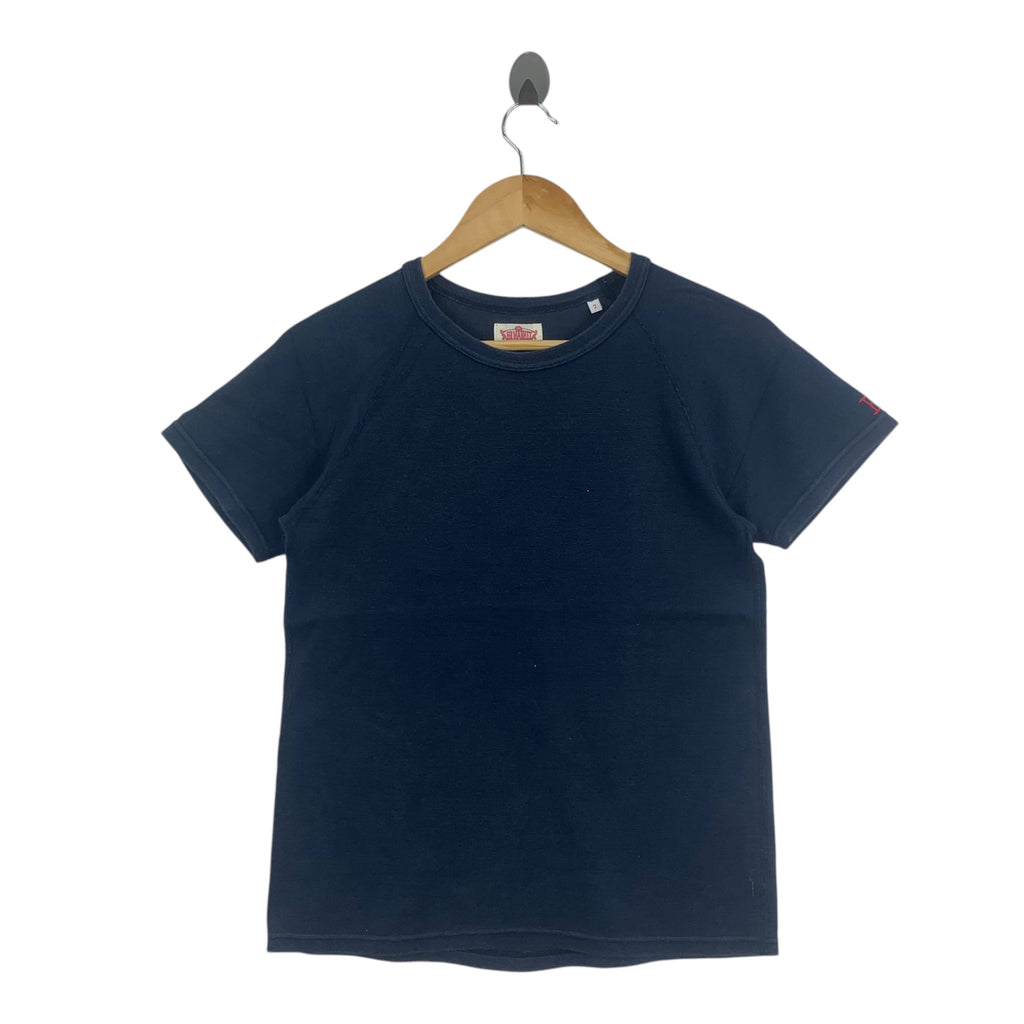 HR MARKET Japanese Designer Tee Shirt Top Blue Plain Short Sleeve