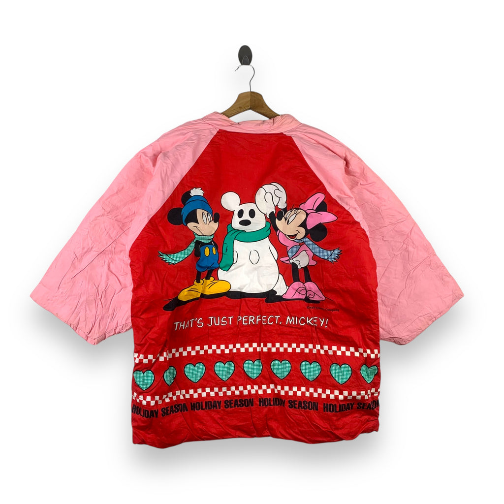 Vintage DISNEY MICKEY MINNIE MOUSE Japan Kimono Jacket Coat Disneyland Holiday Season
