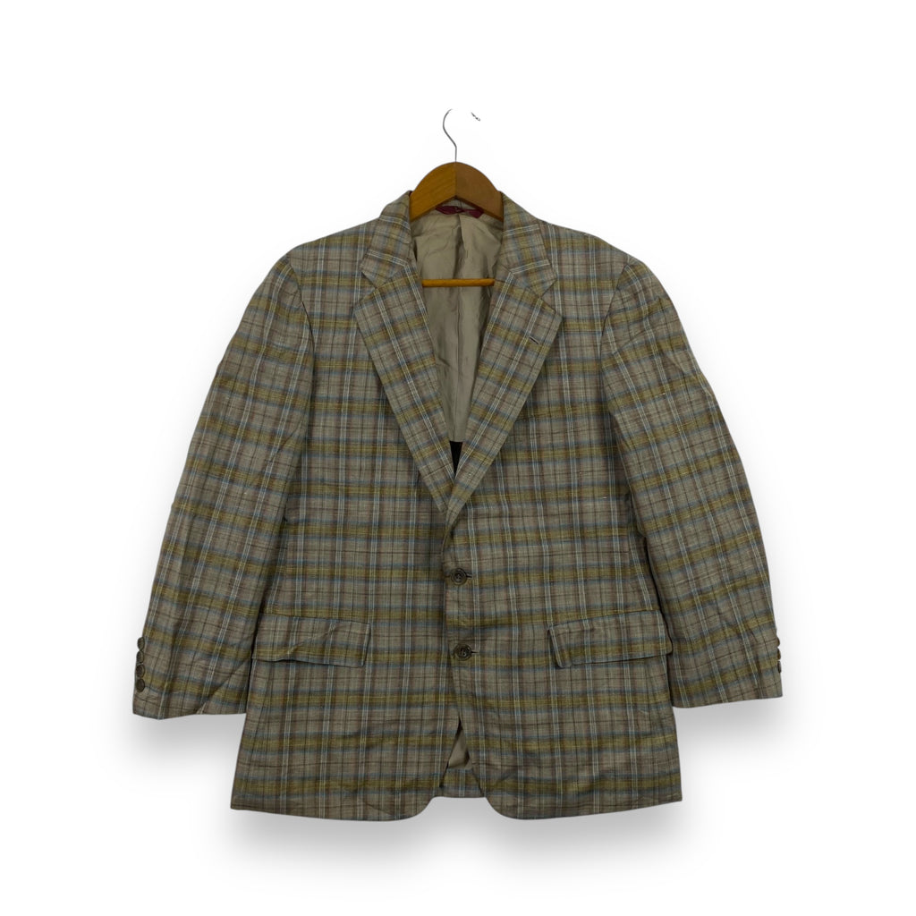 Vintage CHAPS RALPH LAUREN Plaid Blazer Coat Classic Checked Suit Jacket Button