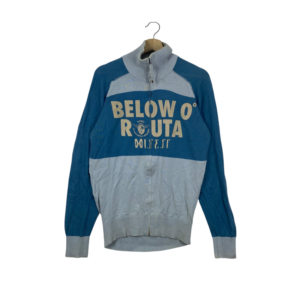 Vintage DIESEL BELOW Zero R-U-T-A Full Zip Knit Sweater  Long Sleeve High Neck Ribbed Collar Designer Streetwear Casual