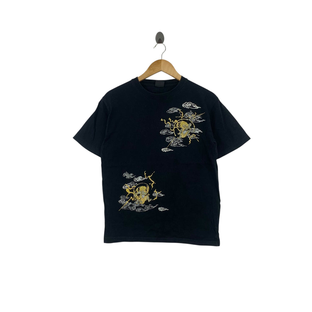 Vintage JAPAN TRADITIONAL SUKAJAN Fujin Raijin Tee Shirt Top Japan Deities Folklore
