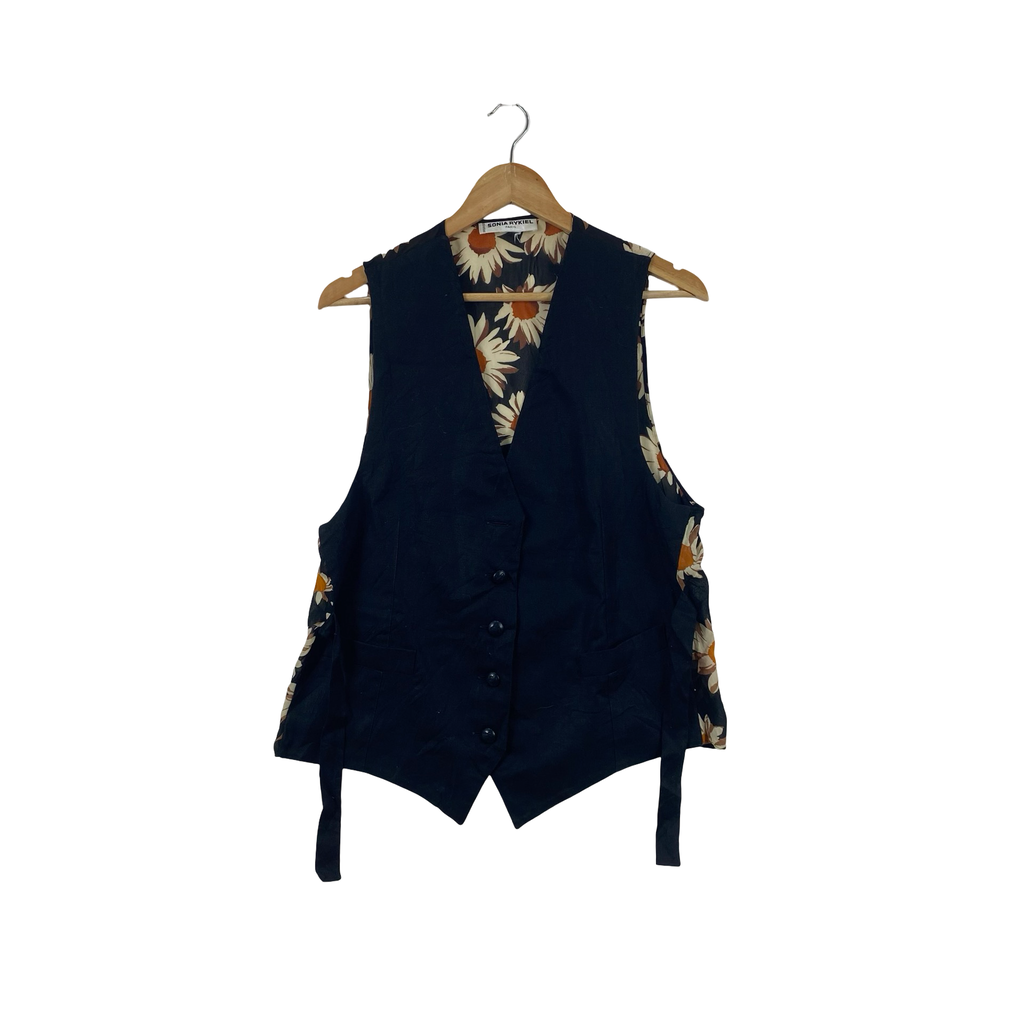 Vintage SONIA RYKIEL  Paris Floral Panel Button Front Waistcoat Vest