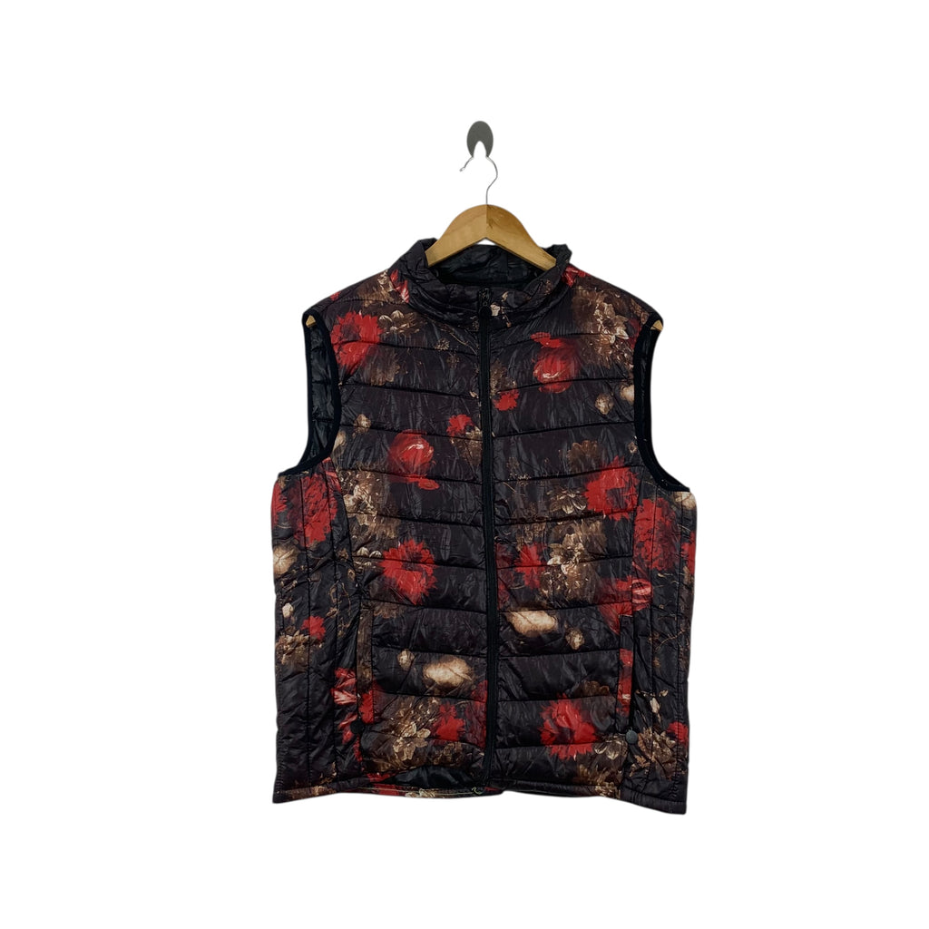 LAMBENT JAPAN FLORAL AOP Puffer Quilted Vest Jacket Windbreaker Winter