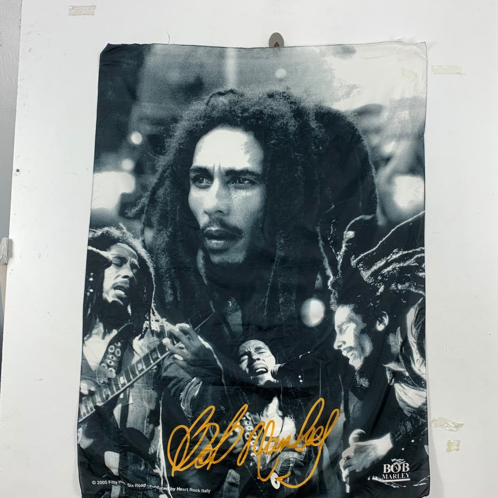 Vintage BOB MARLEY REGGAE Rasta Music Over Print Scarf Shawl Neckerchief