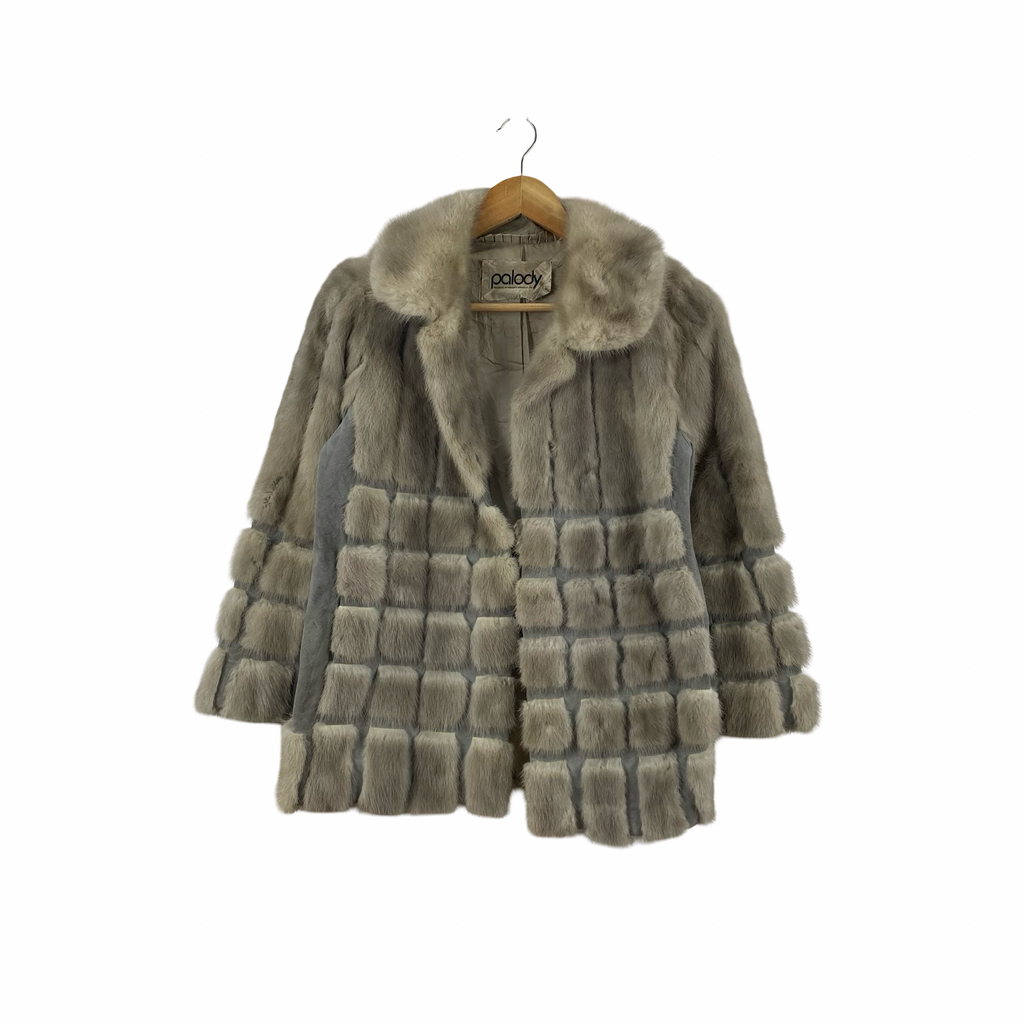 Vintage PALODY PRESENTED  by KINOSHITA  Bussan Faux Fur Patchwork Panel Coat Luxury Winter Outerwear