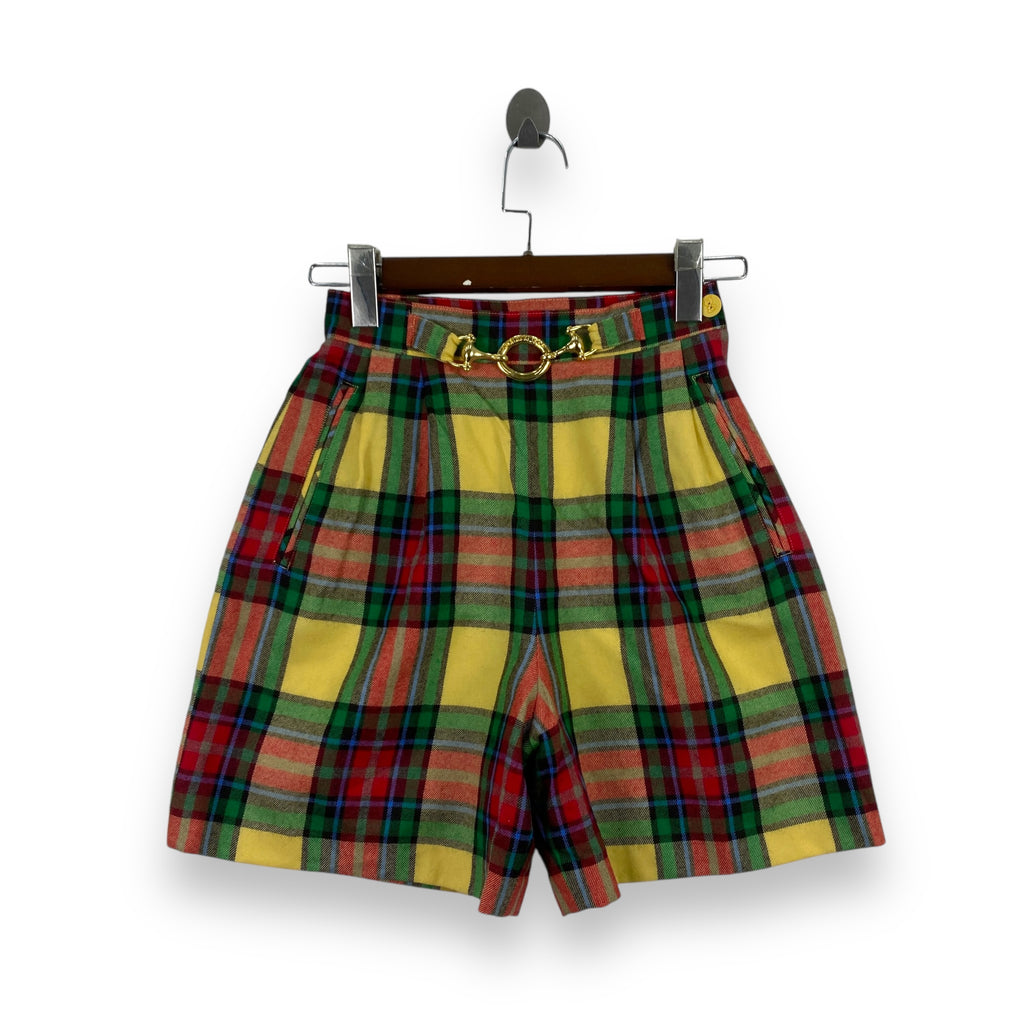 Vintage SPORUTINO GOLF Tartan Plaids Checks High Waisted Shorts Pant Wool