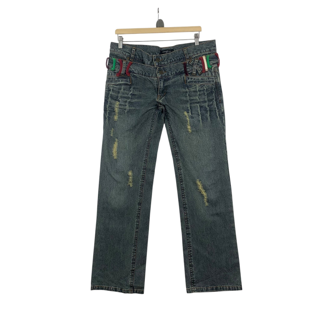 Vintage IN THE ATTIC HOMME Double Waistband Straight Cut Jeans Denim Trouser Pant
