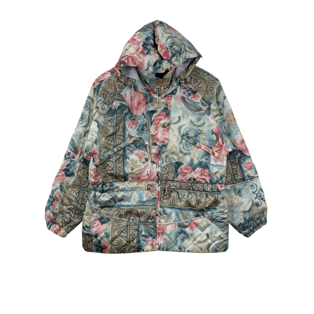 Vintage ELBE ELLESSE Over Print Floral Ski Puffer Jacket Windbreaker Winter