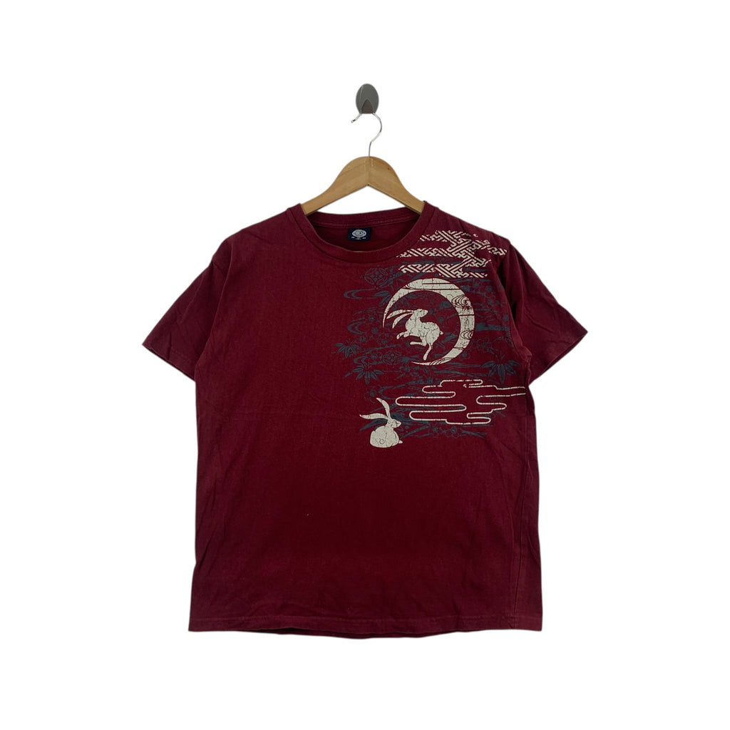Vintage JAPAN MOON RABBIT Folklore Cloud Nine Tee Shirt Top Double Sided