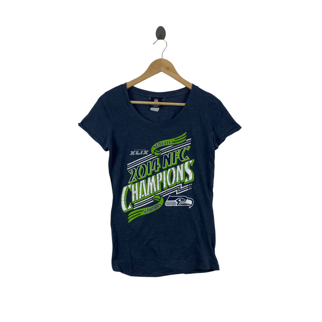 Vintage NFL Team Apparel Seattle Seahawks 2014 NFC Champions Super Bowl XLIX Graphic Tee Shirt