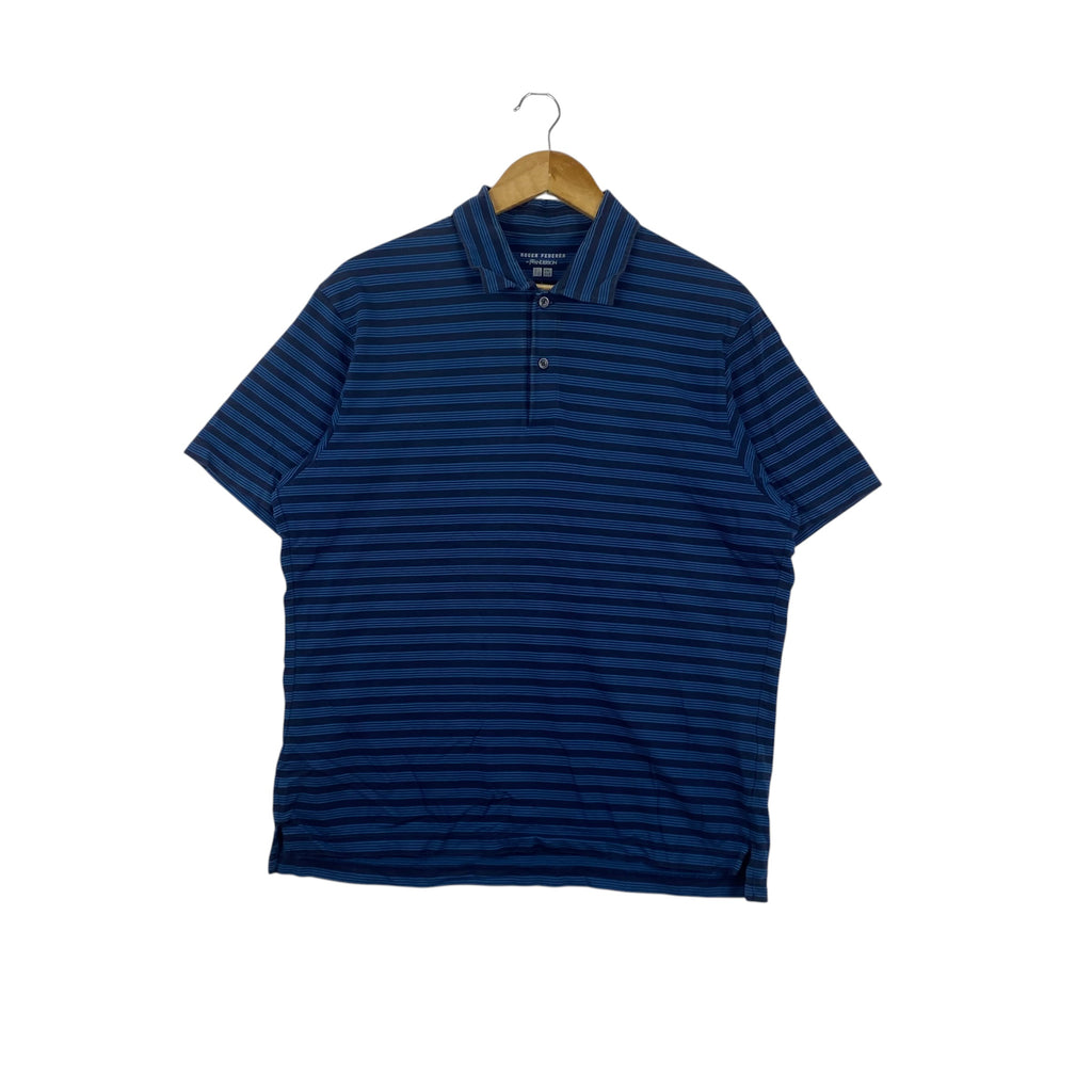 Vintage ROGER FEDERER x J.W. Anderson UNIQLO Striped Polo Shirt Dry Cool to the Touch Tennis Sportswear Y2K Style