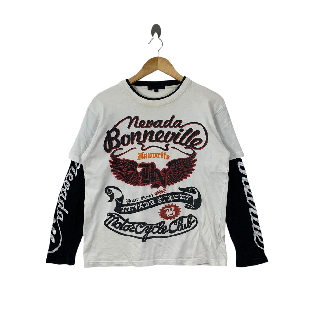 BONNEVILE NEVADA MOTORCYCLE Club Y2K Tee Shirt Top Chopper Rider