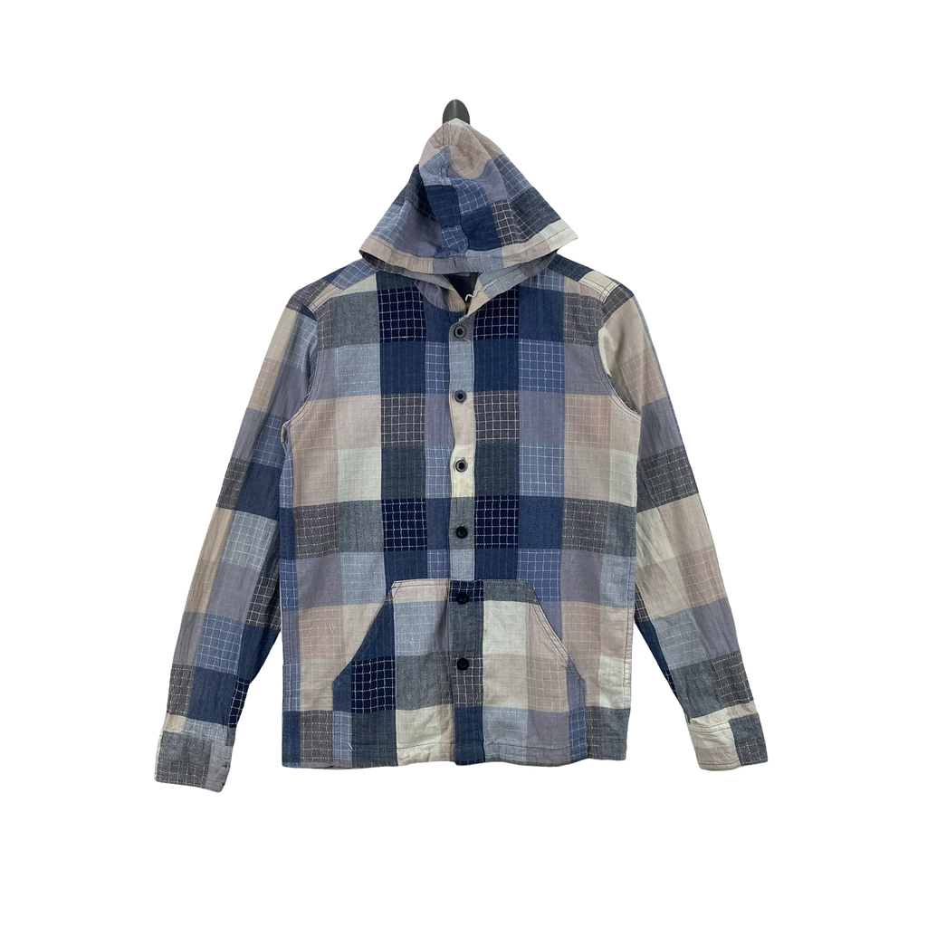 Vintage SNAFF UNION  Made Patchwork Plaid Hooded Jacket Sandwashed