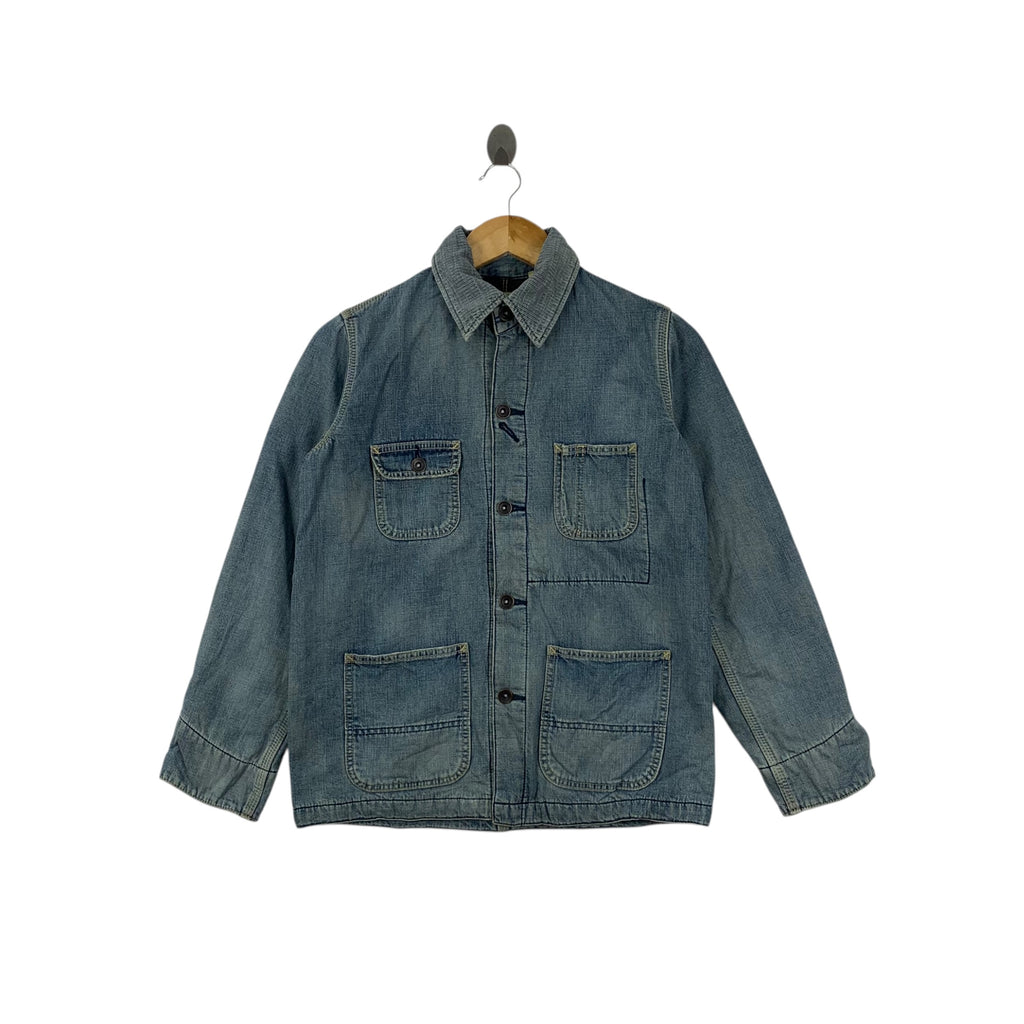 Vintage FLASH REPORT JAPAN Denim Jeans Detroit Natural Dyed Jacket Osaka Blanket Lined