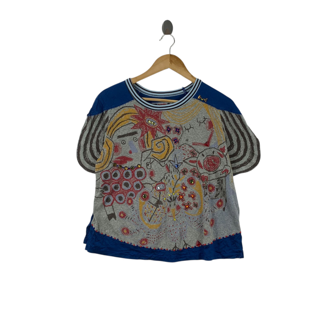 Vintage OLLE BOREBLA JAPAN Rhinestone Abtract Tee Shirt Top Artwork Design Studio