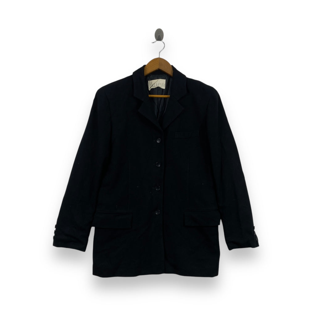Vintage TEHEN PARIS Women Black 4 Button Blazer Coat Jacket Formal Rayon Blend