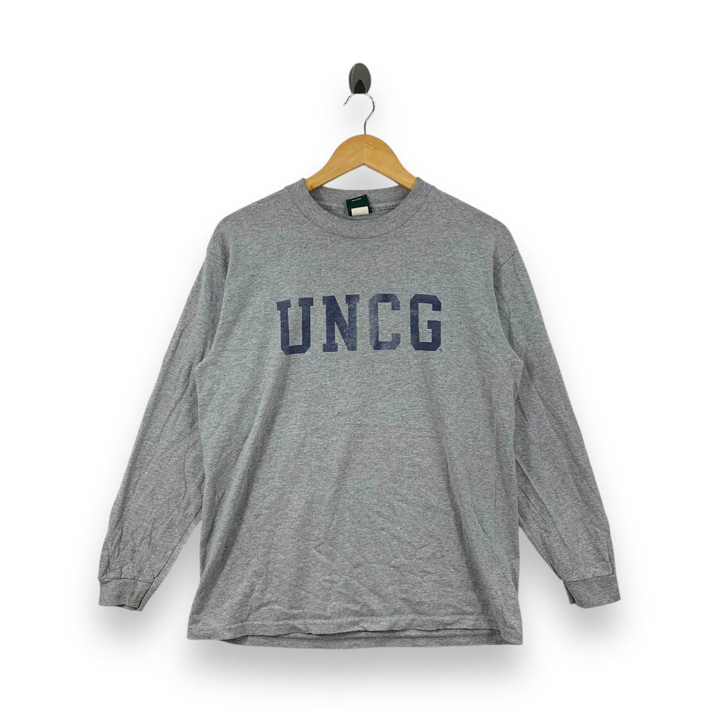 Vintage MV SPORT UNCG Grey Long Sleeve Tee Shirt Made In USA College University Sweatshirt