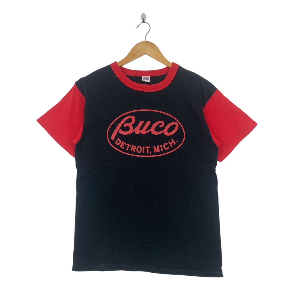 The Real Mccoy BUCO DETROIT MICHIGAN Motorcycle Tee Shirt Top Classic American Biker Short Sleeve
