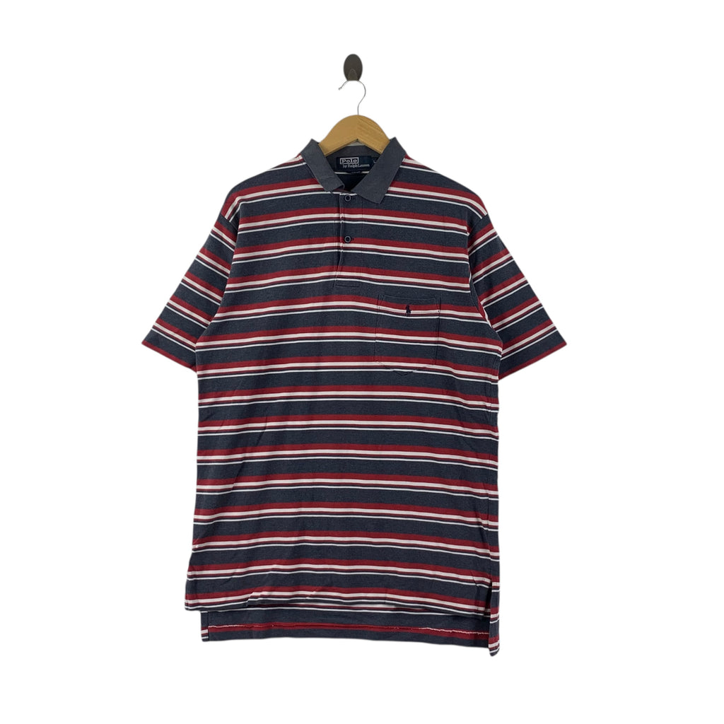 Vintage POLO RALPH LAUREN Small Pony Stripes Tee Shirt Top Pocket Short Sleeve