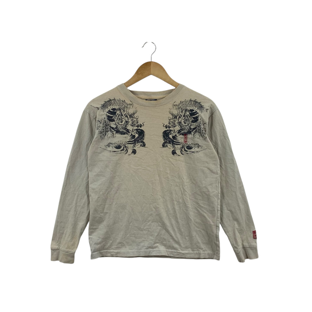 Vintage SUKAJAN JAPAN DRAGON RYU Bullet Noise Tee Shirt Top Long Sleeve