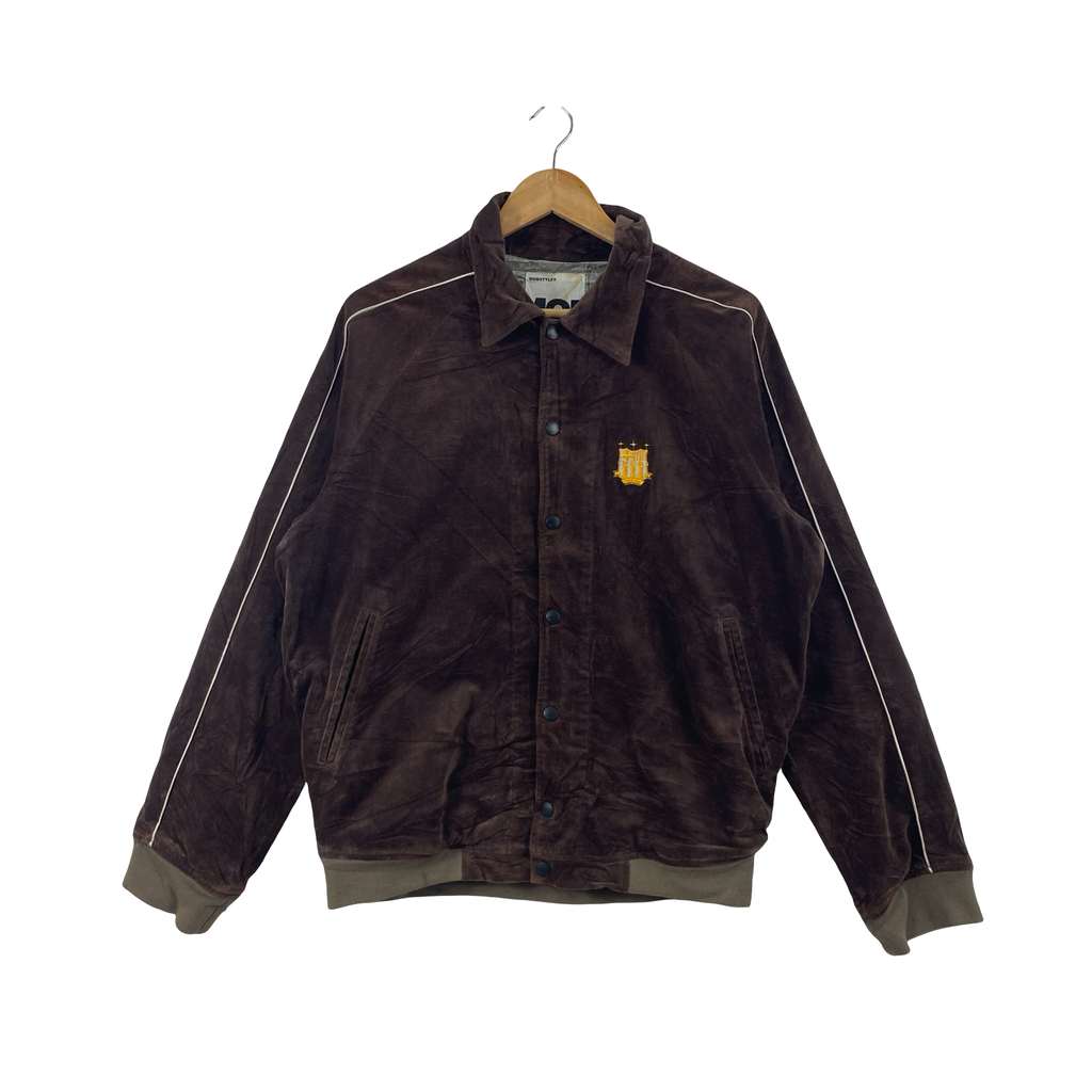 Vintage 1998 RARE MOBSTYLES Japanese Streetwear Velvet Varsity Jacket  Embroidered Logo
