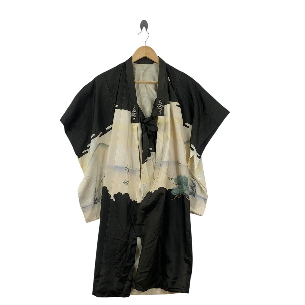 Vintage 70s KIMONO JAPAN SAMURAI EDO Traditional Geisha Robe Coat Temple Onsen Yukata Dress Jacket Coat