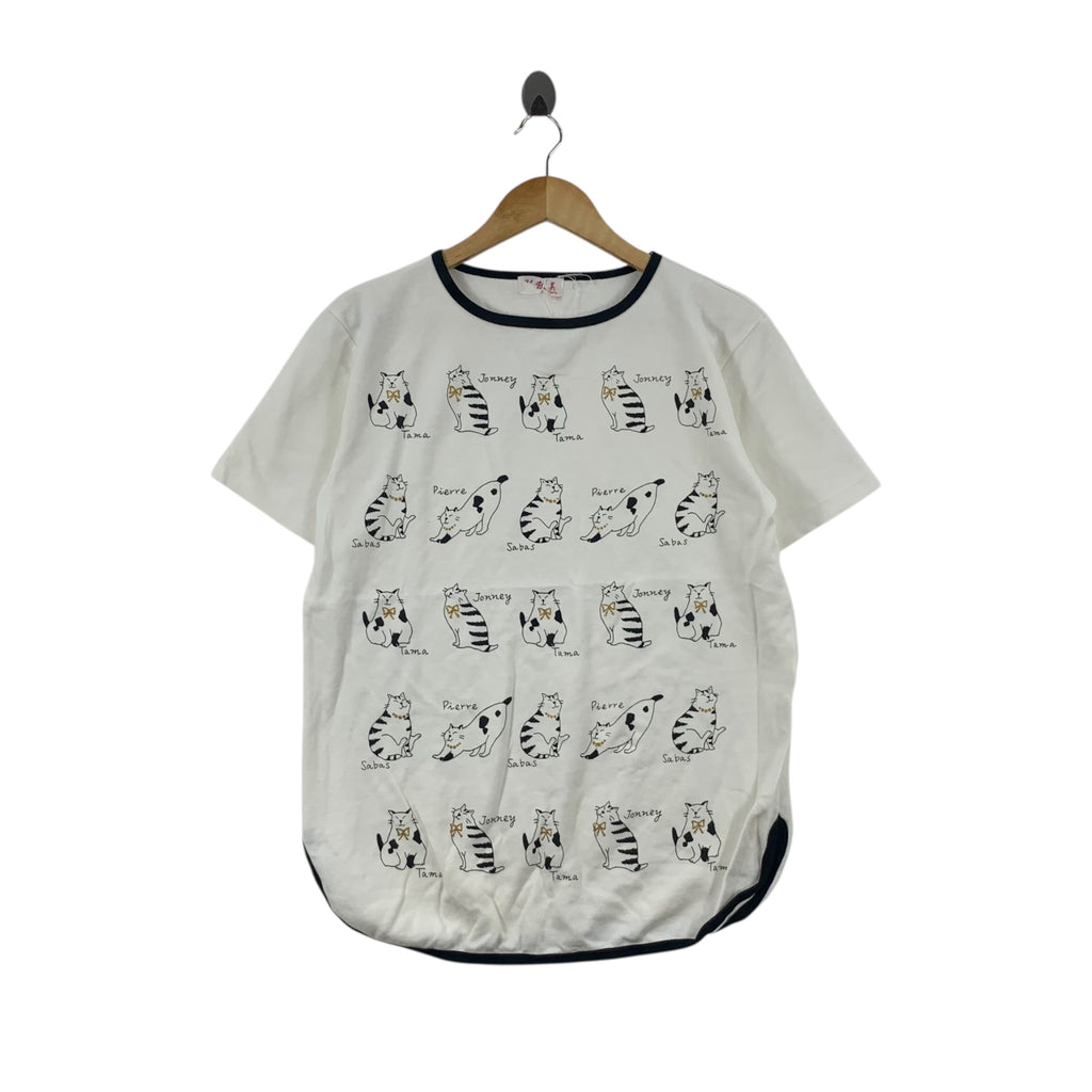 Vintage JAPAN TOKYO DESIGNER Name Of Cats Tee Shirt Top Design Studio