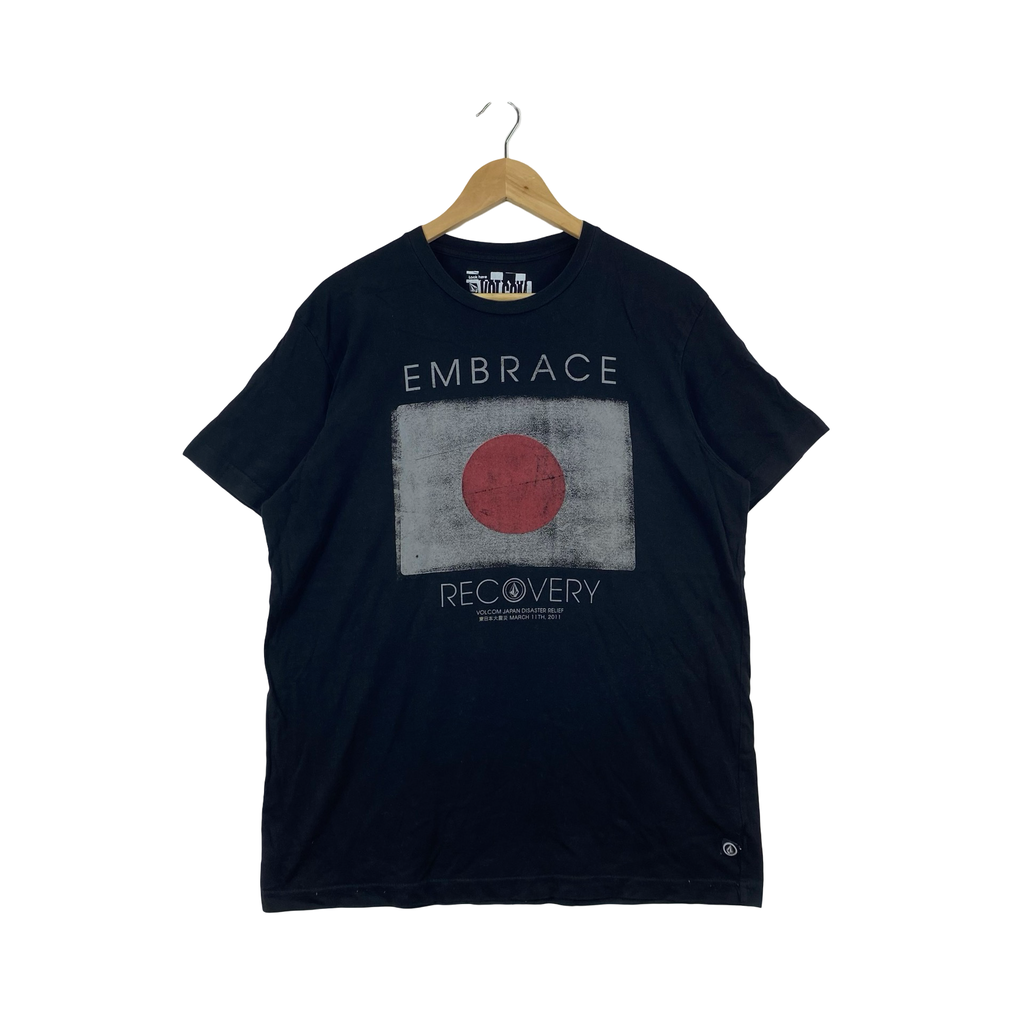 Vintage VOLCOM EMBRACE RECOVERY Disaster Relief Graphic Tee Shirt Organic Streetwear Surf Skate