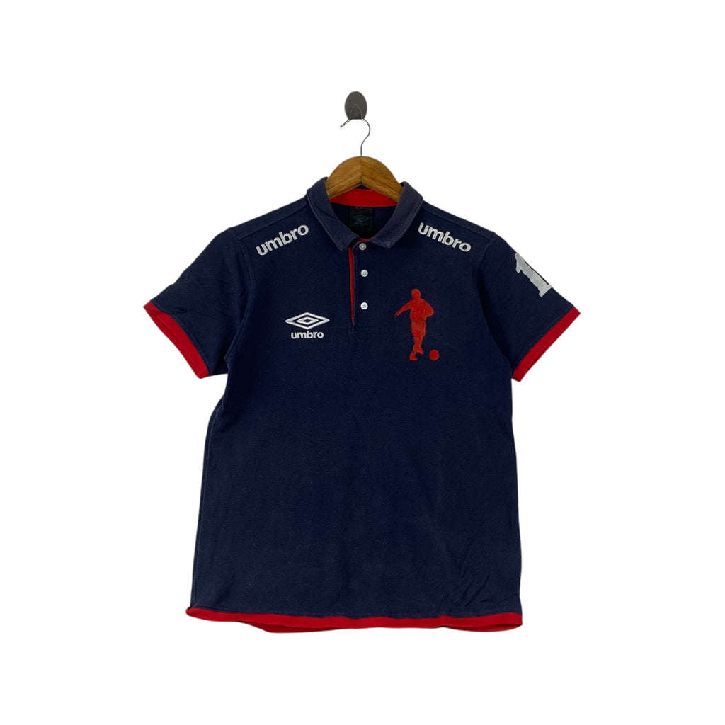 Vintage UMBRO ENGLAND FOOTBALL Ringer Polo Tee Shirt Top Jersey Soccer