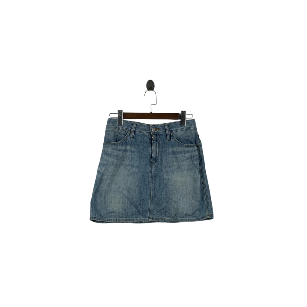 Vintage LACOSTE FRANCE Distress Seasoned Denim Jeans Mini Skirt Bottom Indigo Design