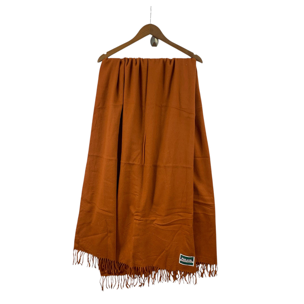 Vintage PHEASA ITALY Minimalist Design Plain Muffler Scarf Shawl Fringes