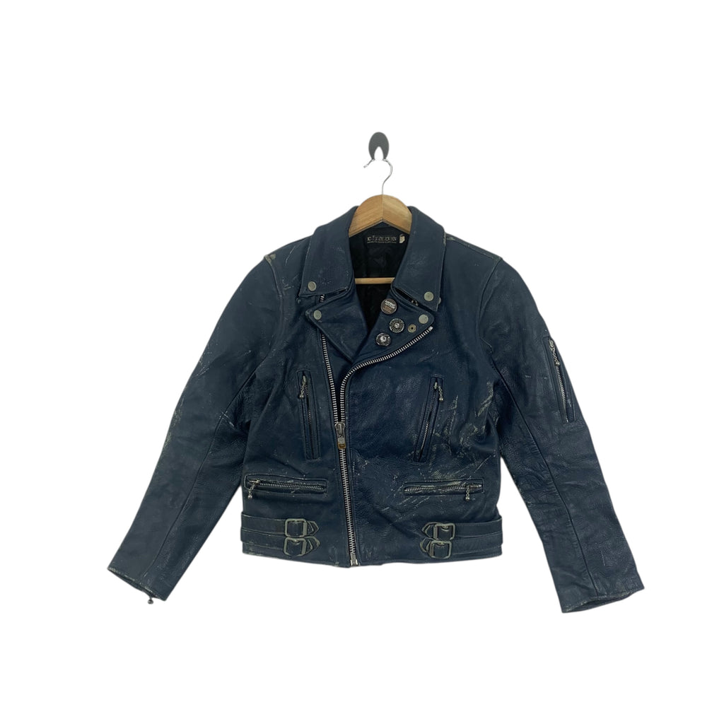 Vintage CHAOS PUNK CLOTHING Contrast Attitude Jacket Leather Motorcycle Perfecto
