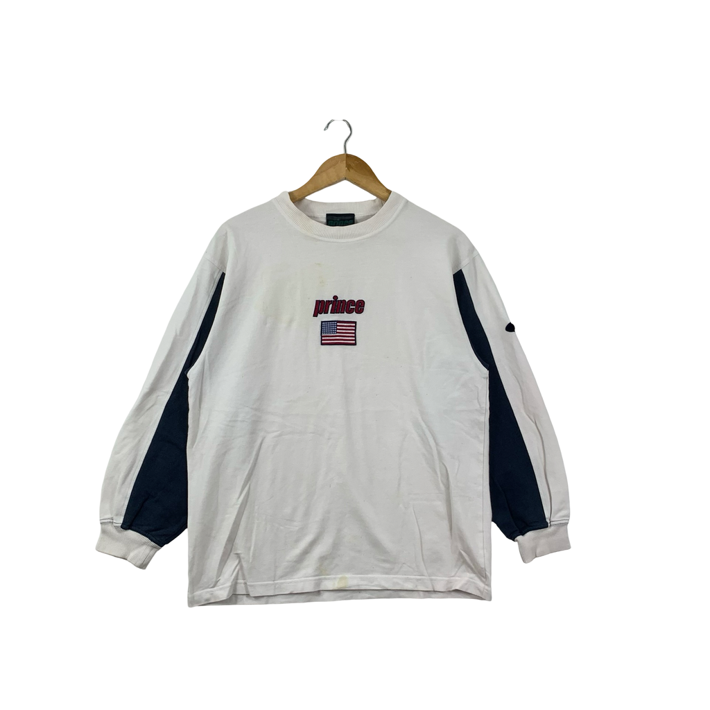 Vintage 90s PRINCE USA FLAG Embroidered Logo Sweatshirt Sweater Top National League