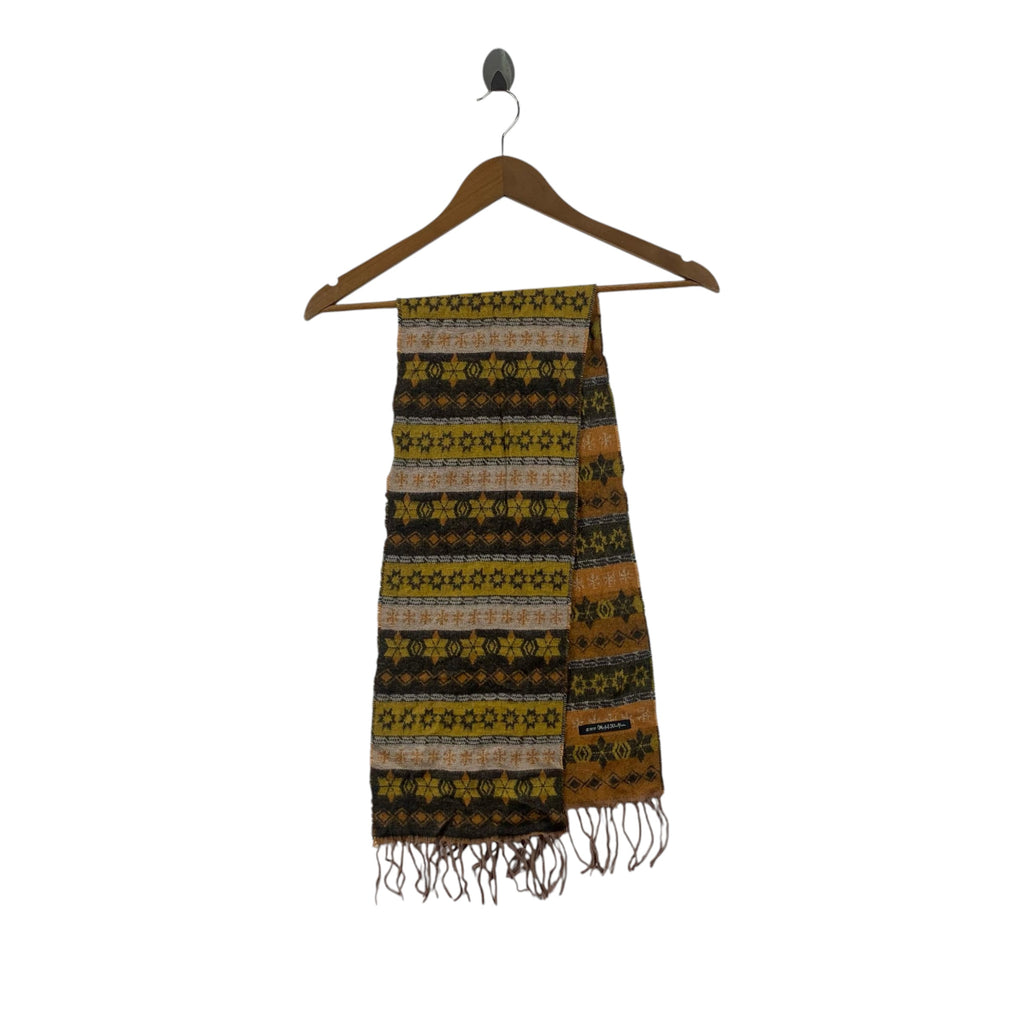 Vintage MICHEL KLIEN PARIS Monogram Aztec Muffler Scarf Shawl Fringes