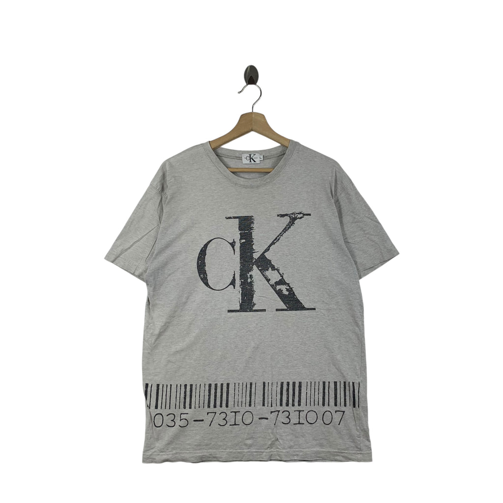Vintage CALVIN KLEIN CK Jeans Collection Bar Code Tee Shirt Top New York Store
