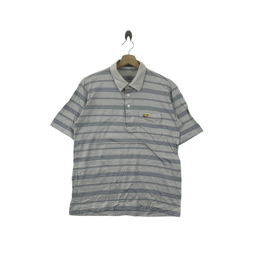 Vintage GOLDEN BEAR USA Jack Nicklaus Golf Aztec Polo Tee Shirt Top Striper Tartan