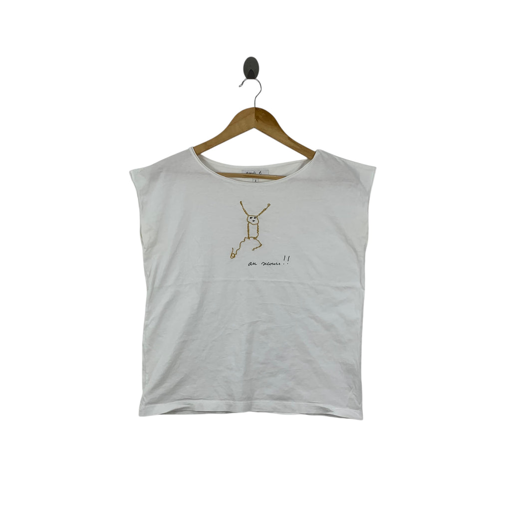 Vintage AGNES B. PARIS x Secours Populaire Illustration Tee Shirt Top Made In France