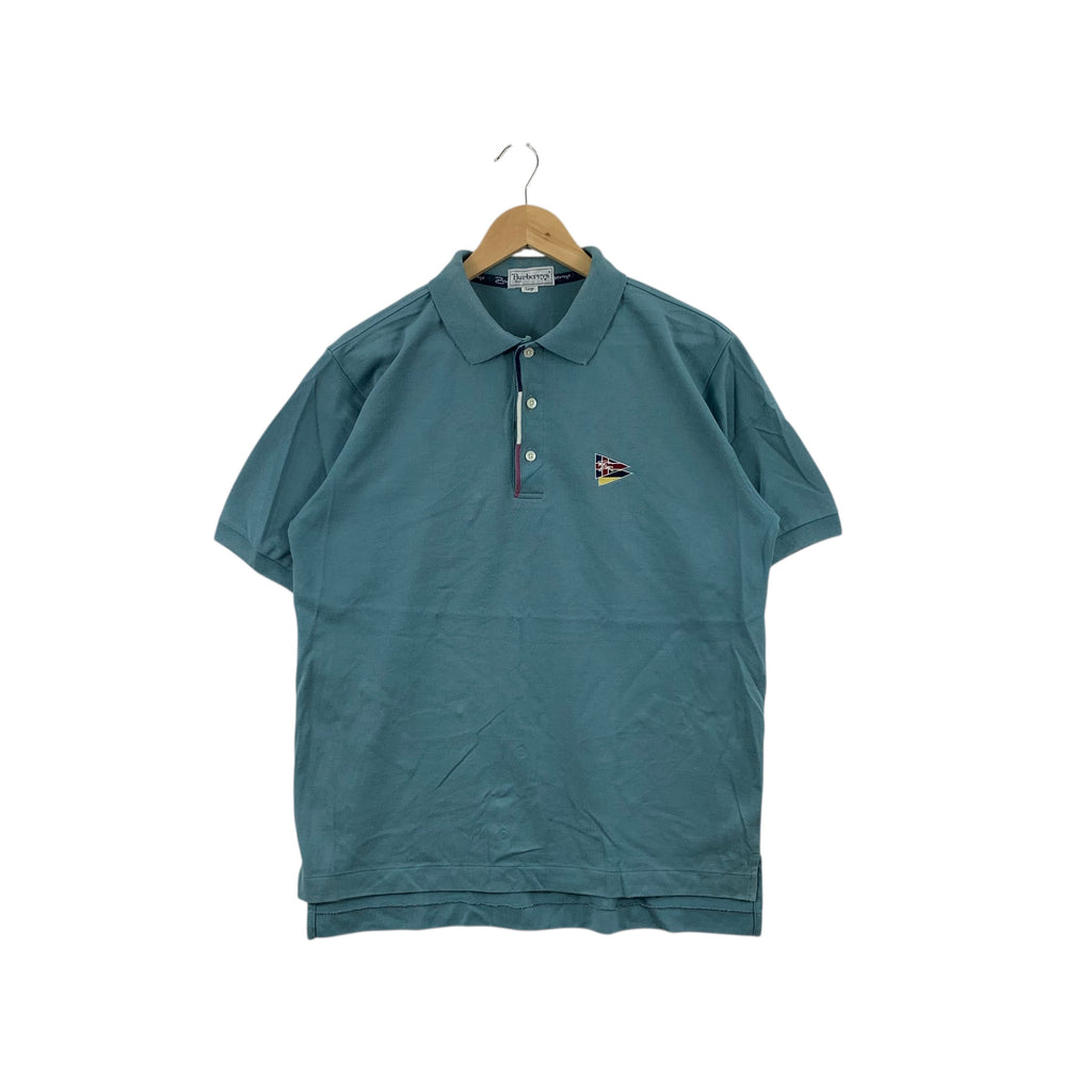 Vintage 90s BURBERRY LONDON Patch Crest Logo Polo Tee Shirt Top Nova Checks