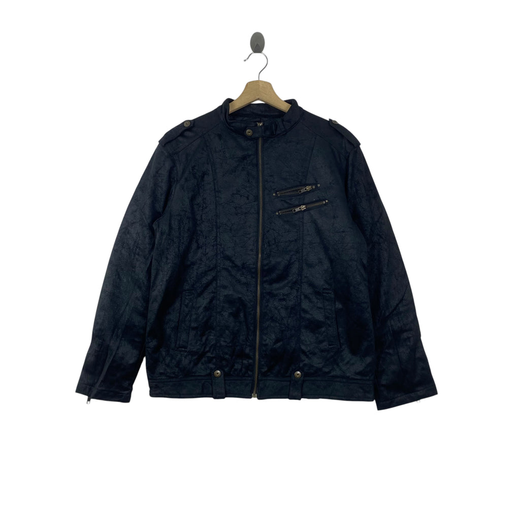 Vintage KANSAI JEANS Textured Moto Biker Jacket Y2K Japanese Style