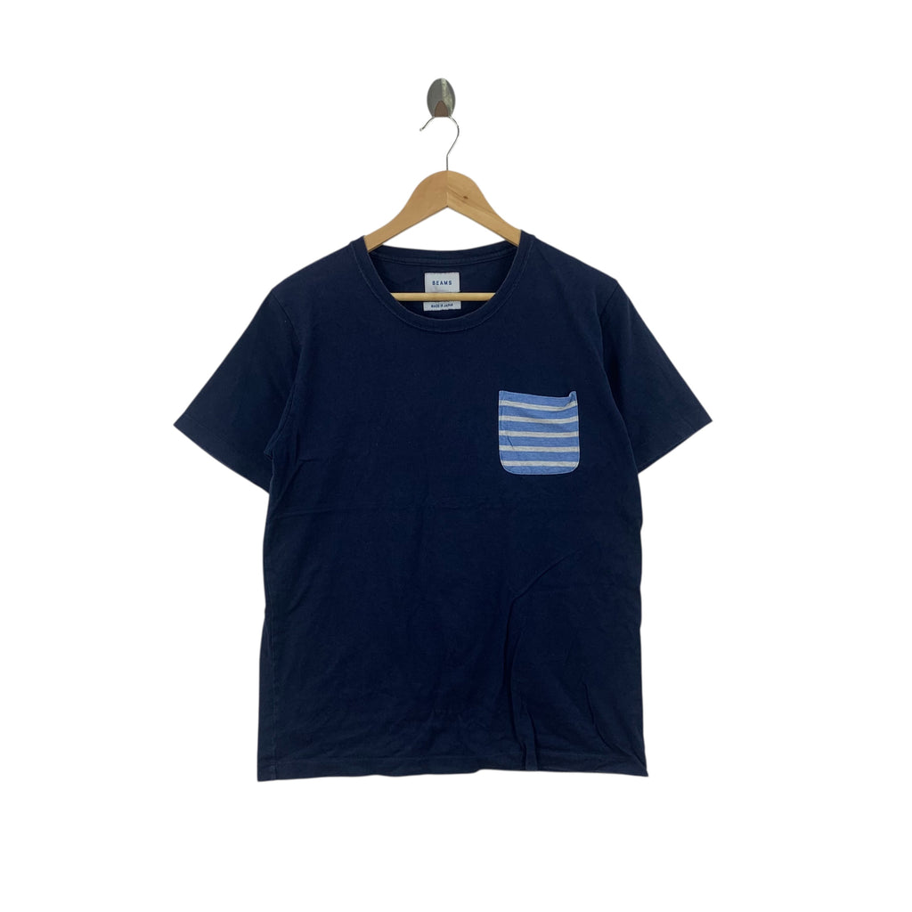 BEAMS PLUS Made In Japan Natural Pure Dye Pocket Tee Shirt Top Minimalist Design