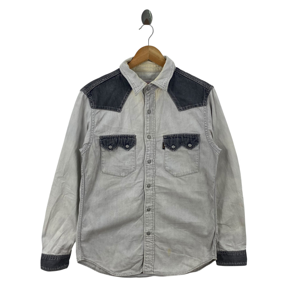 Vintage DUFFERS ORIGINAL  Denim Western Shirt Jacket Light Wash Athletic Wear Snap Button Workwear Style