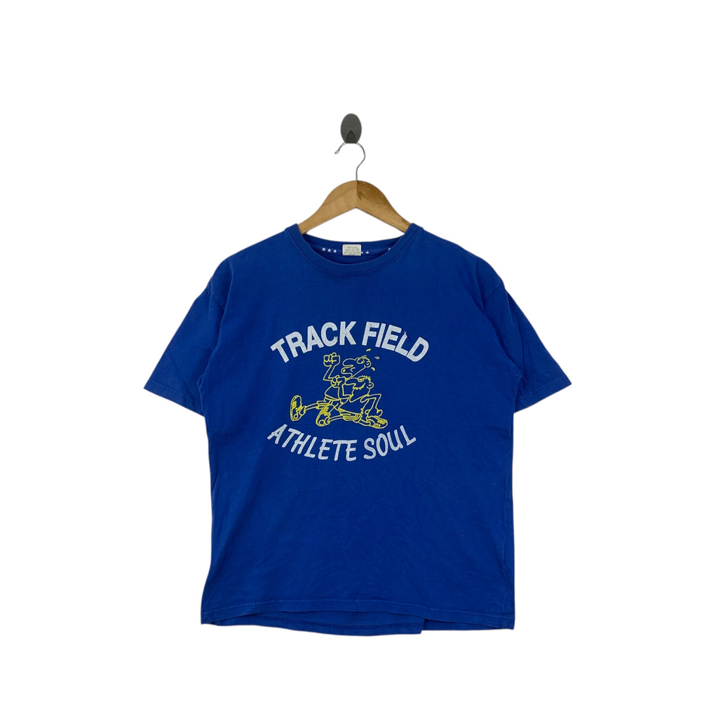 Vintage TRACK FIELD ATHLETE SOUL Cartoon Tee Shirt Top Comic Strip