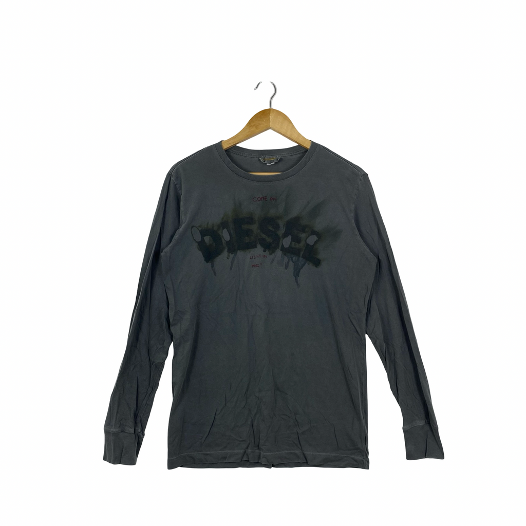 Vintage DIESEL Graffiti Logo Long Sleeve T-Shirt Y2K Streetwear Graphic