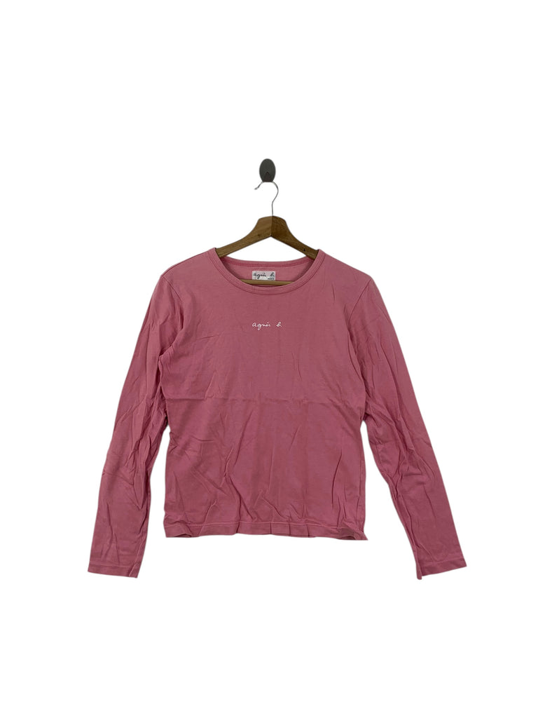 Vintage AGNES B. PARIS Collection Signature Center Logo Tee Shirt Top Long Sleeve