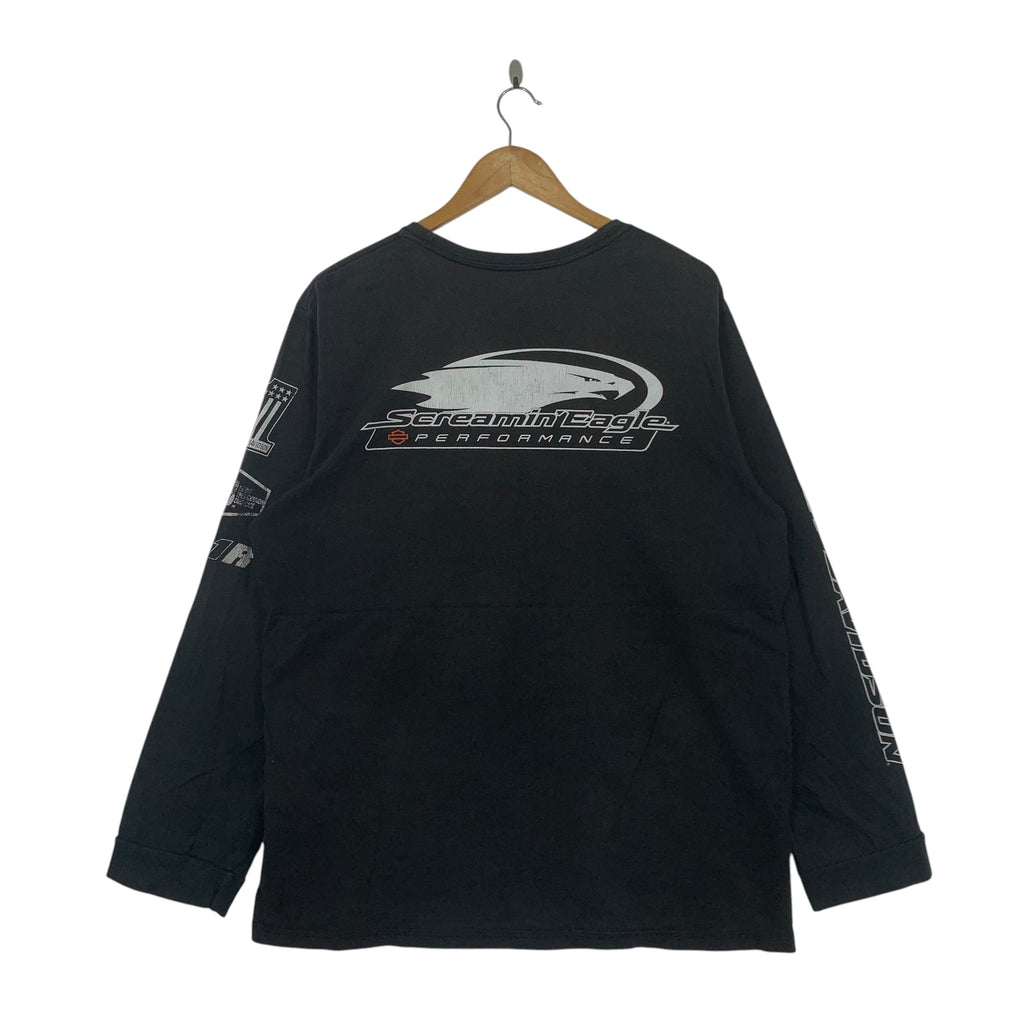 HARLEY-DAVIDSON Screamin’ Eagle Racing Team Tee Shirt Top Black Long Sleeve