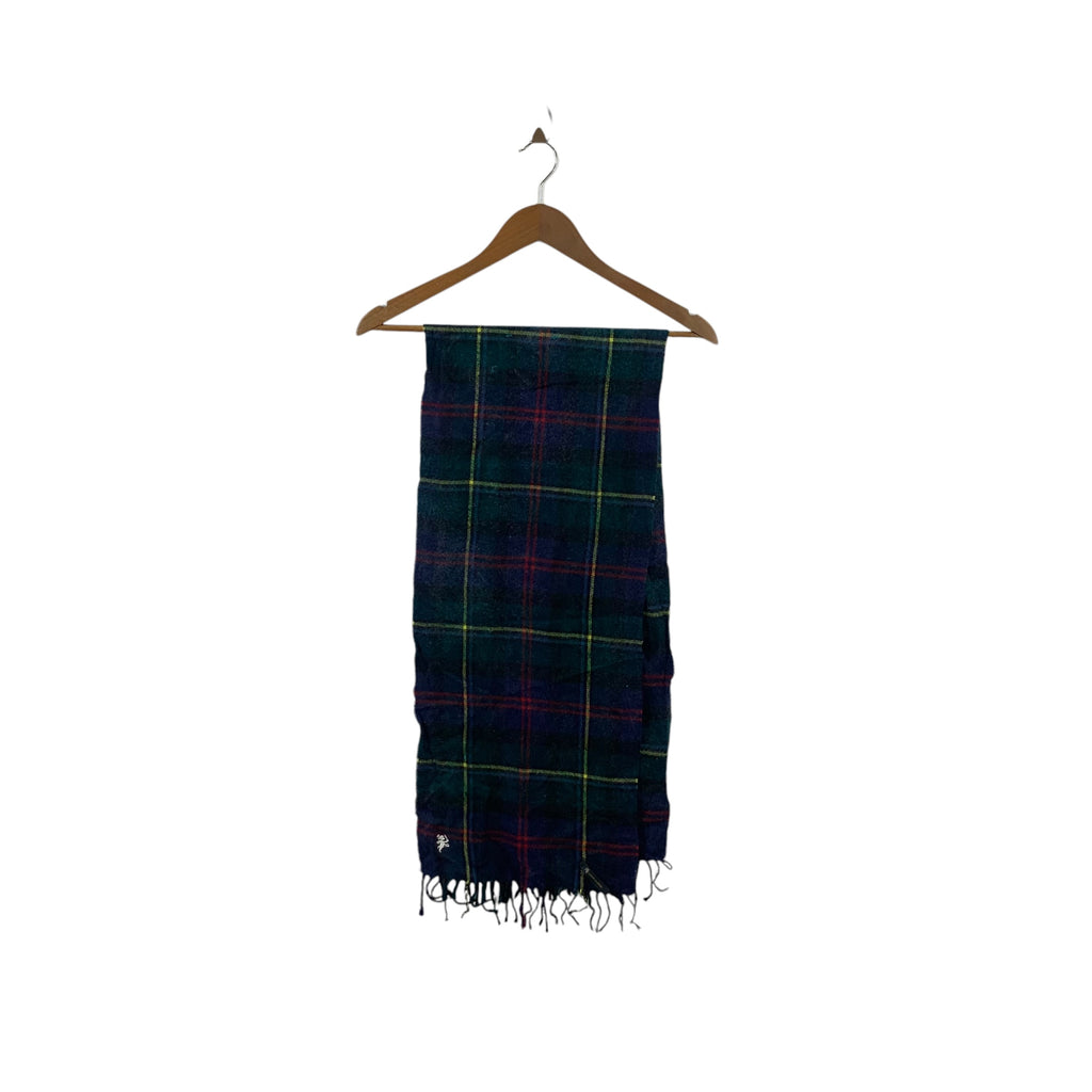 Vintage COMME CA ANGEL Tartan Plaids Checks Muffler Scarf Shawl Fringes