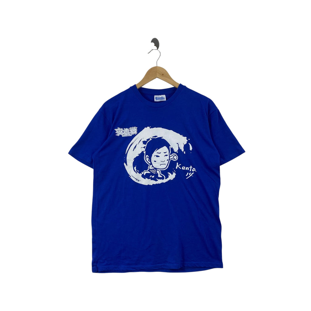 Vintage YOKOHAMA DENA BAYSTARS Graphic Tee Shirt Japanese Baseball Anime Style Character Print