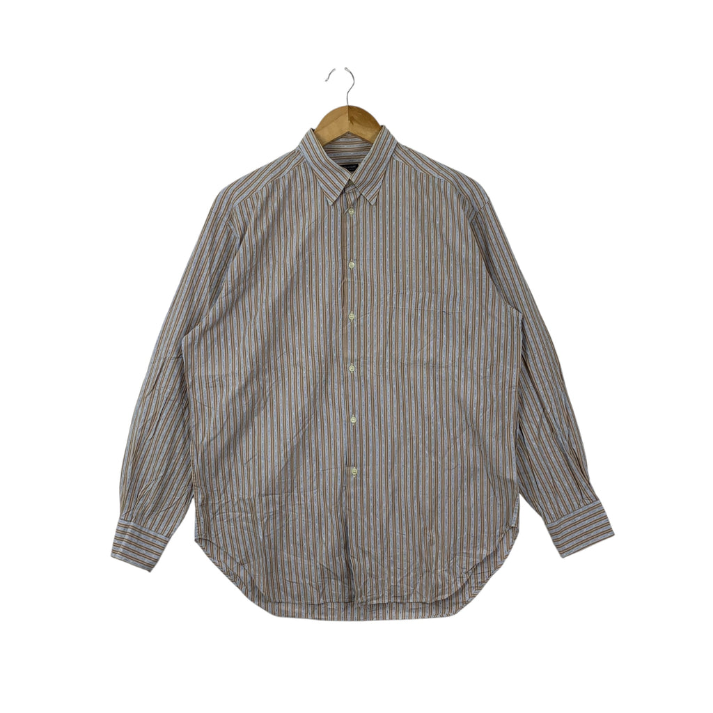 Vintage GIORGIO ARMANI A Milano Collection Striped Casual Tee Shirt Top Button Ups Made In Italy