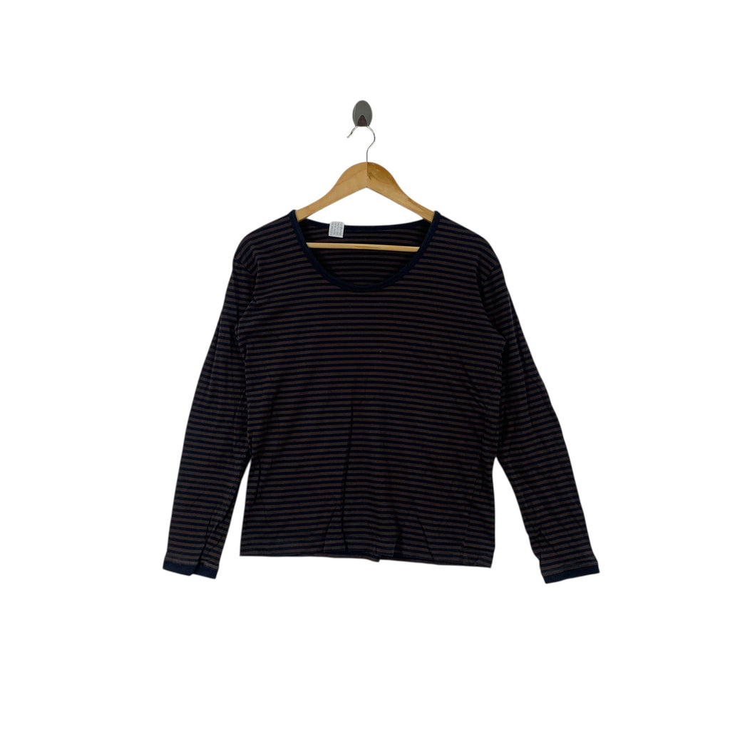 BEAMS PLUS HEART Collection Bellflower Striped Tee Shirt Top Long Sleeve