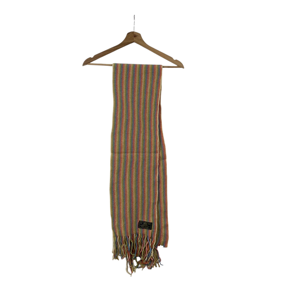 Vintage NATURAL FIBRES Made In Italy Lambswool Muffler Scarf Shawl Fringes
